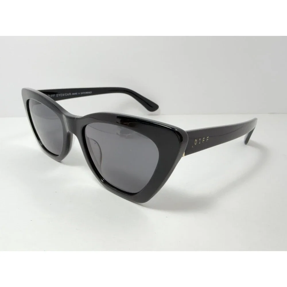 DIFF Eyewear Camila BK GR246 Women's Black Cat Eye Sunglasses 58mm UV Protection